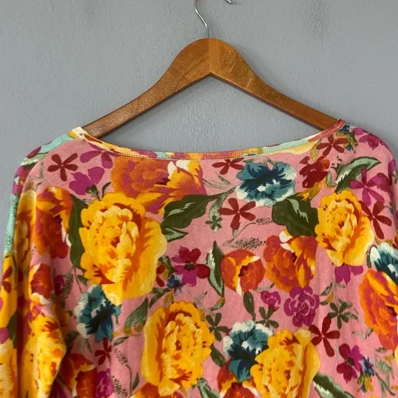 🛑SOLD Farm Rio Long Sleeve Cropped Floral Sweater Size XS - Picture 6 of 7